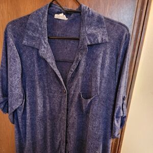 Women's sheer button down blouse. Heathered blue. Size 2X